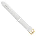 DeBeer 22mm Long White Crocodile Grain Chronograph Leather with Gold-tone Buckle 8.5 inch Watch Band