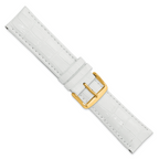 DeBeer 22mm White Crocodile Grain Chronograph Leather with Gold-tone Buckle 7.5 inch Watch Band