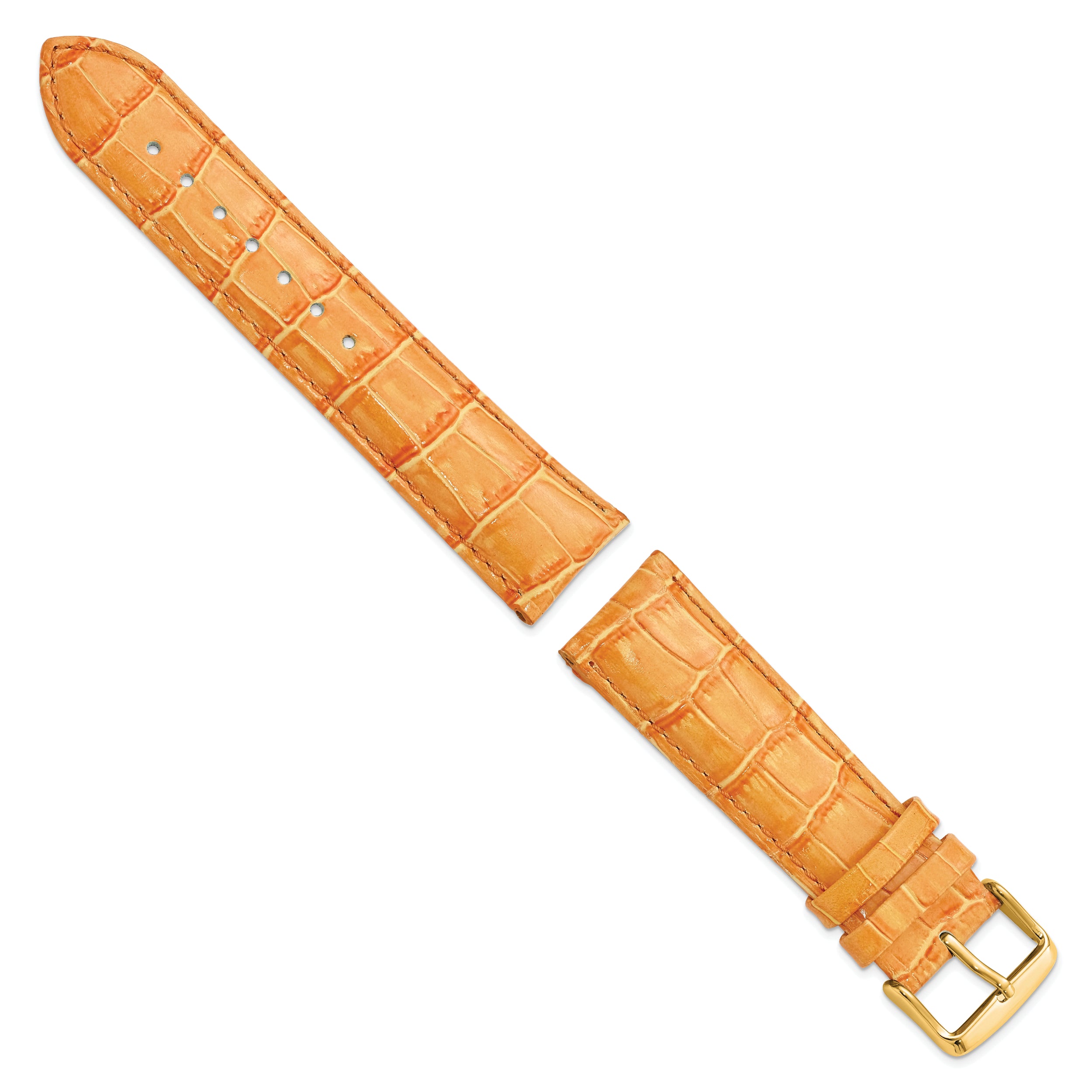 12mm Orange Crocodile Grain Chronograph Leather with Gold-tone Buckle 6.75 inch Watch Band