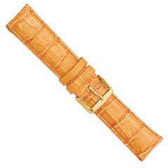 12mm Orange Crocodile Grain Chronograph Leather with Gold-tone Buckle 6.75 inch Watch Band