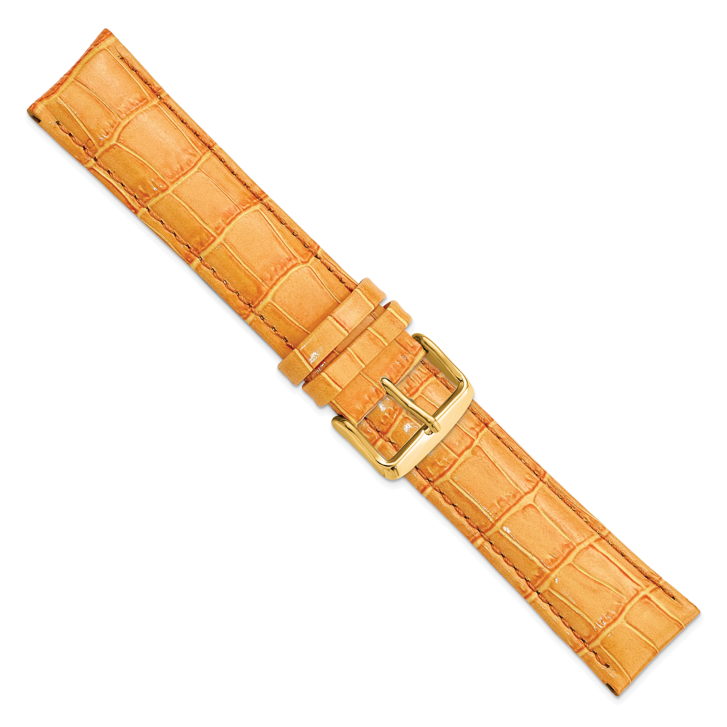 22mm Long Orange Crocodile Grain Chronograph Leather with Gold-tone Buckle 8.5 inch Watch Band