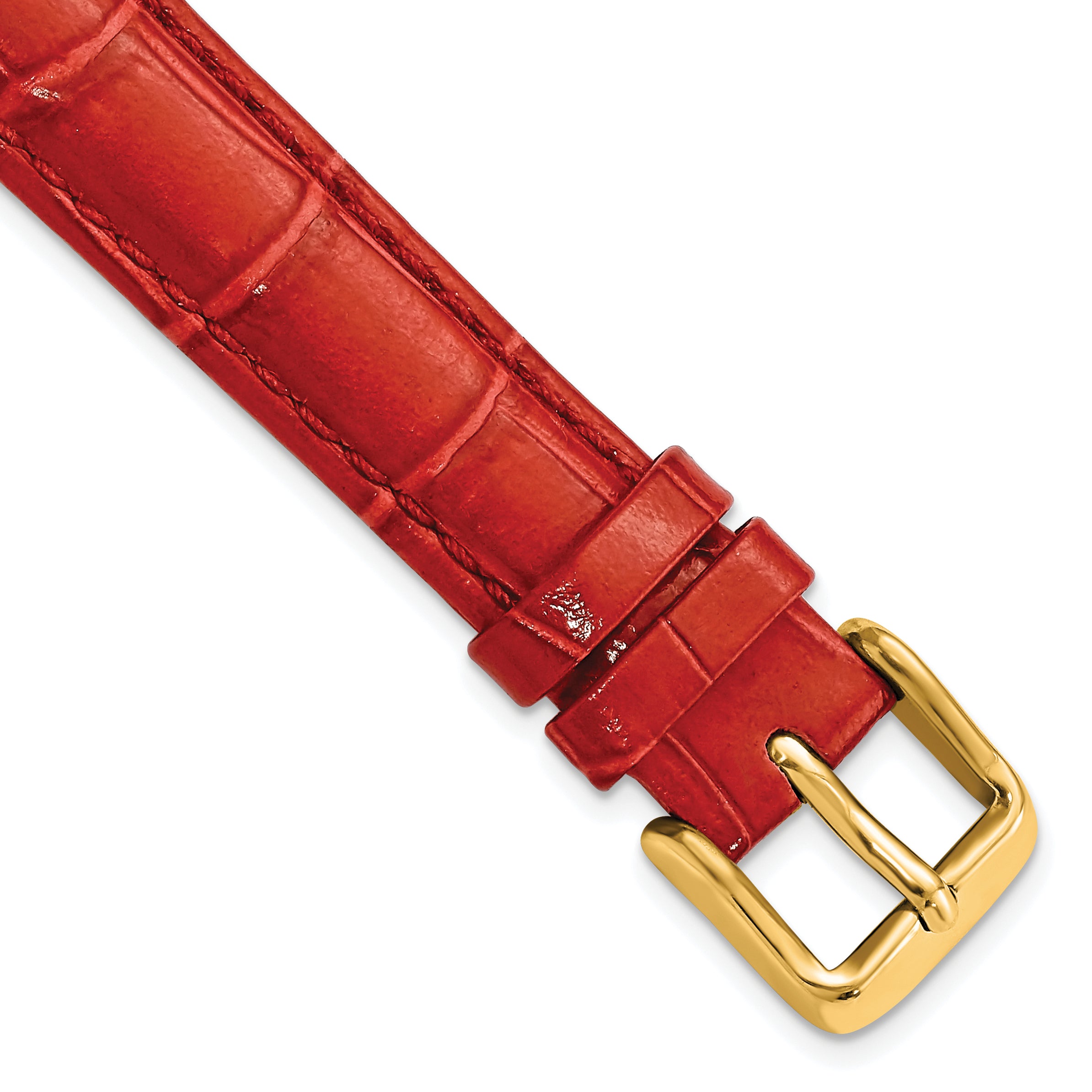 12mm Red Crocodile Grain Chronograph Leather with Gold-tone Buckle 6.75 inch Watch Band