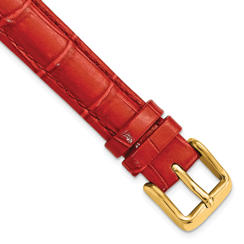 Red Crocodile-Grain Chronograph Watch Band in Leather, 20mm