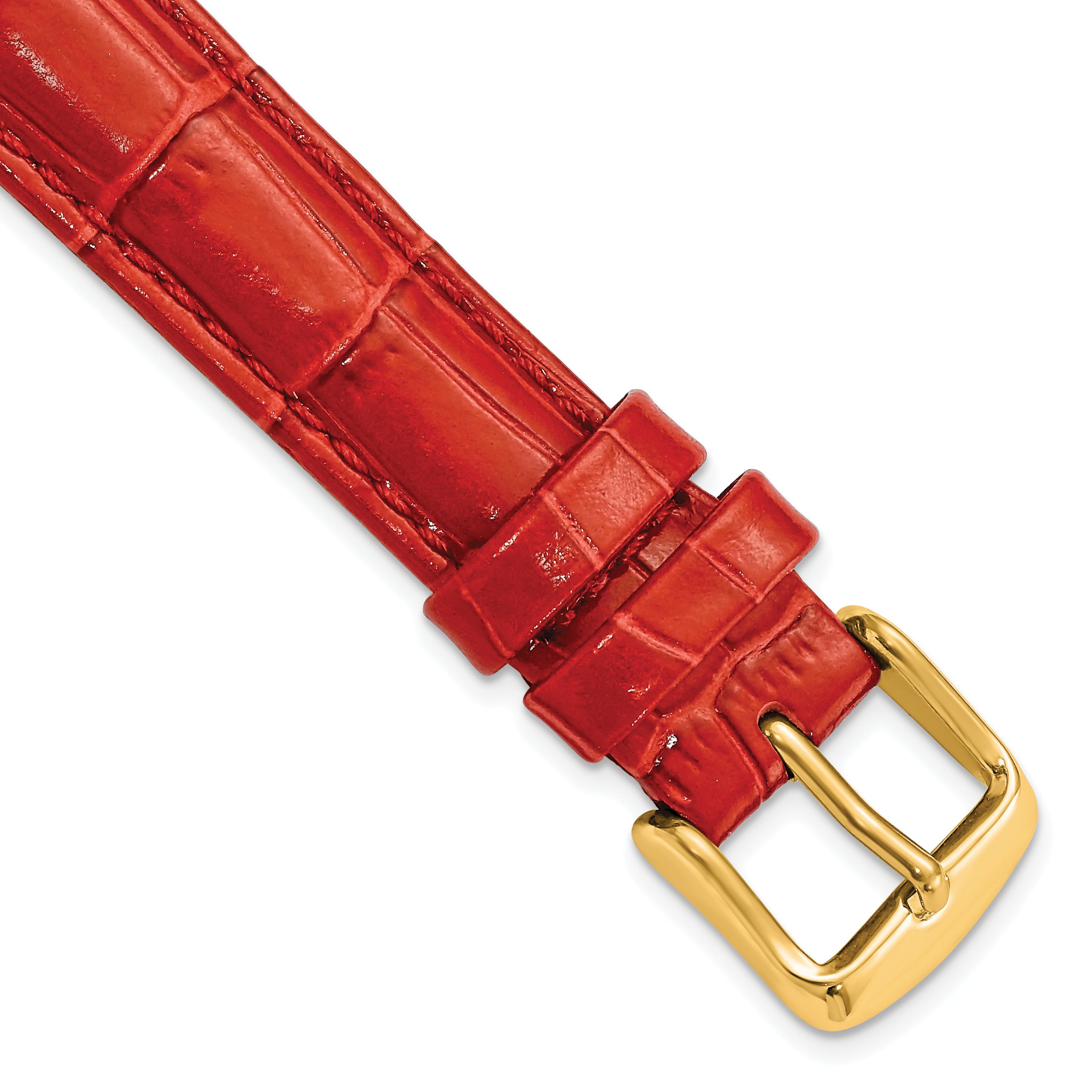 12mm Red Crocodile Grain Chronograph Leather with Gold-tone Buckle 6.75 inch Watch Band