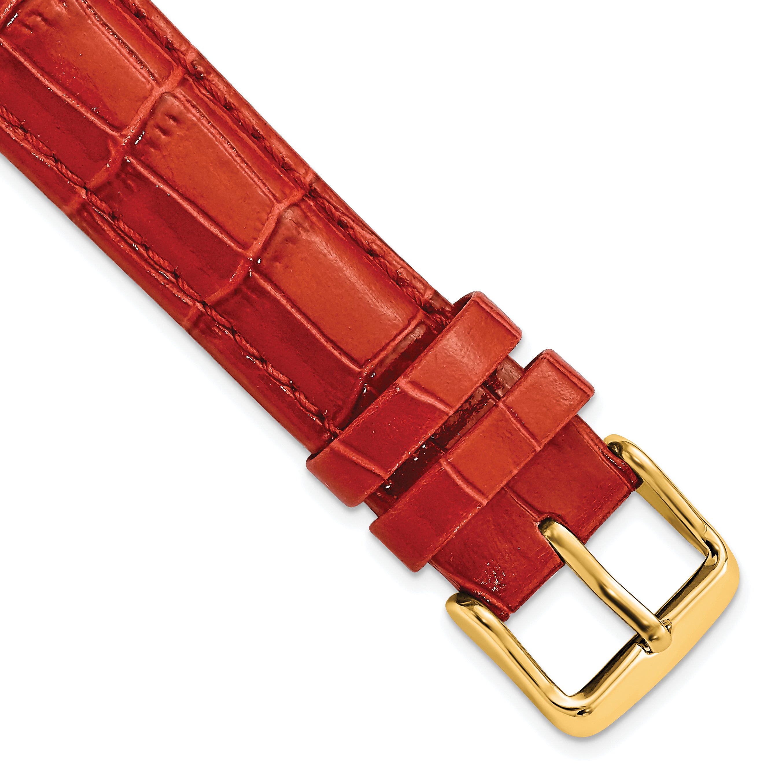 12mm Red Crocodile Grain Chronograph Leather with Gold-tone Buckle 6.75 inch Watch Band