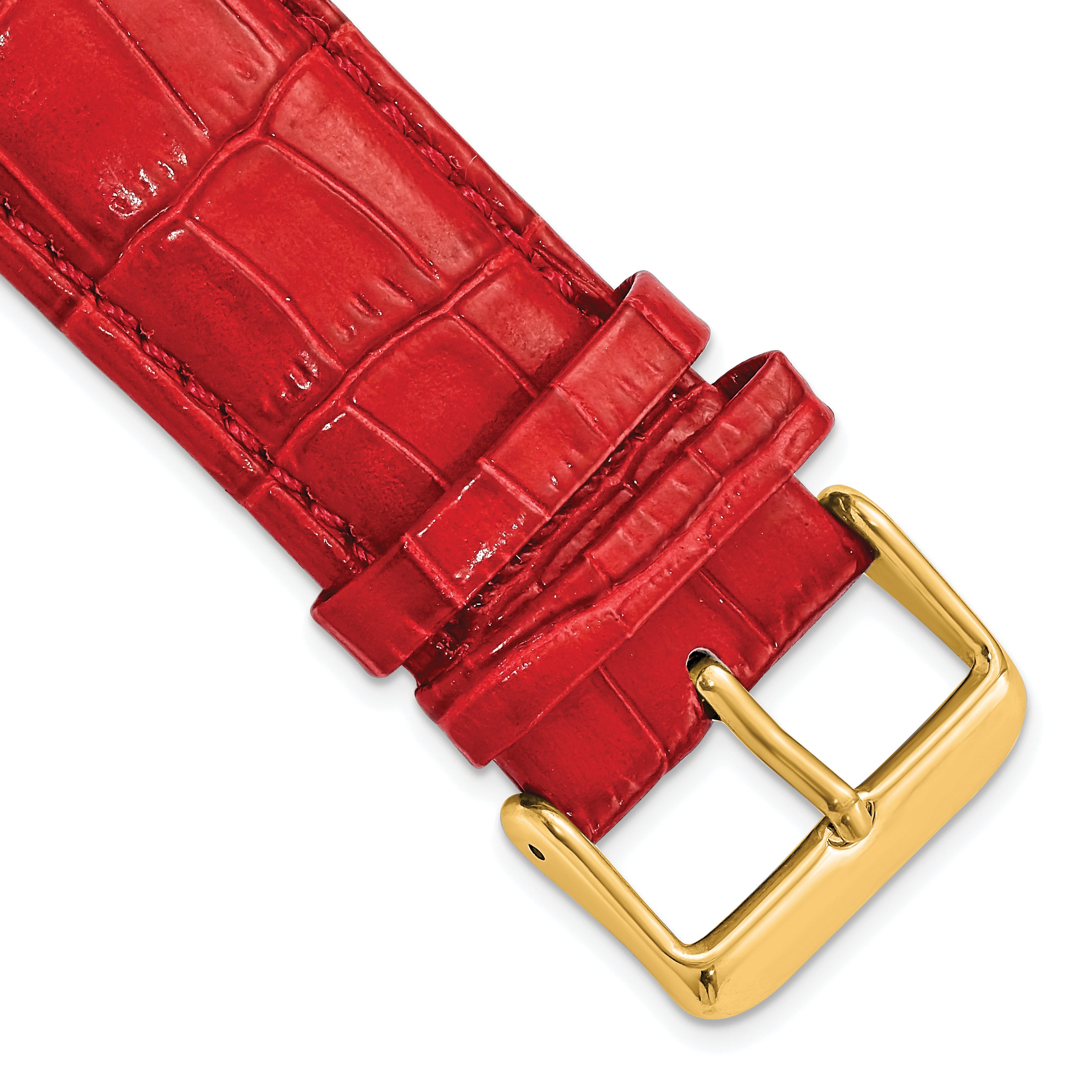 12mm Red Crocodile Grain Chronograph Leather with Gold-tone Buckle 6.75 inch Watch Band