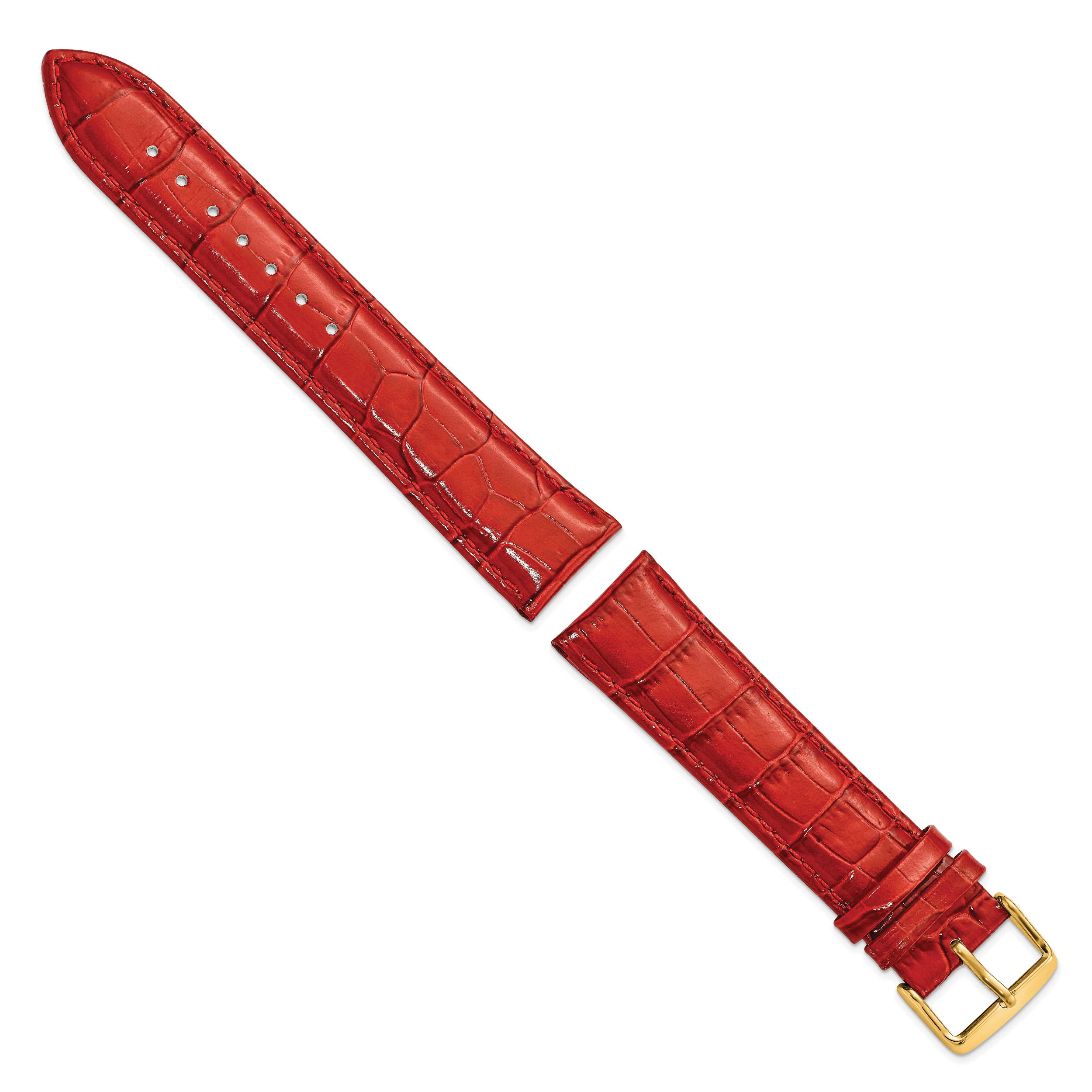 Red Crocodile-Grain Leather Watch Band with Gold-Tone Buckle 22mm Secondary image