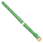 12mm Green Crocodile Grain Chronograph Leather with Gold-tone Buckle 6.75 inch Watch Band
