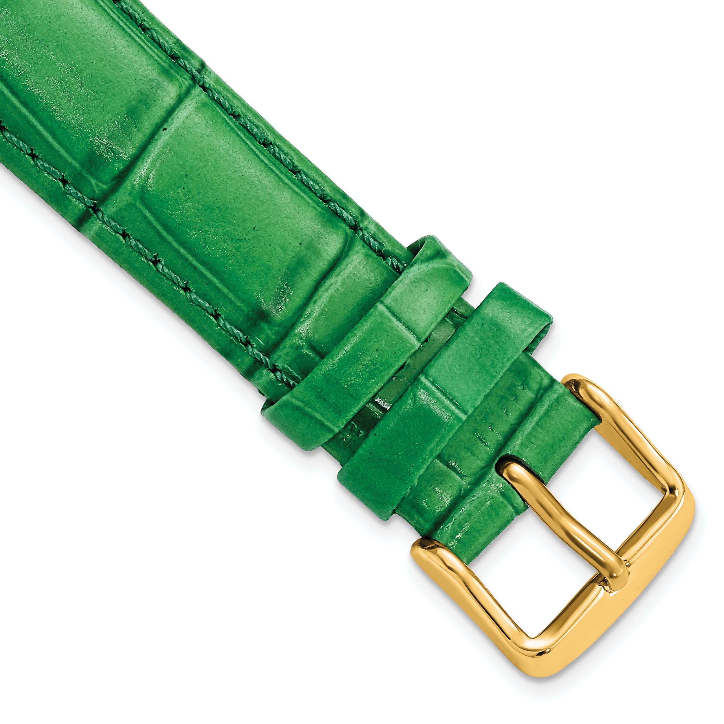 12mm Green Crocodile Grain Chronograph Leather with Gold-tone Buckle 6.75 inch Watch Band