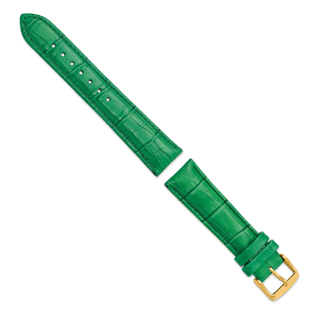 DeBeer Green Crocodile-Grain Watch Band in Leather - Sophia Jewelers