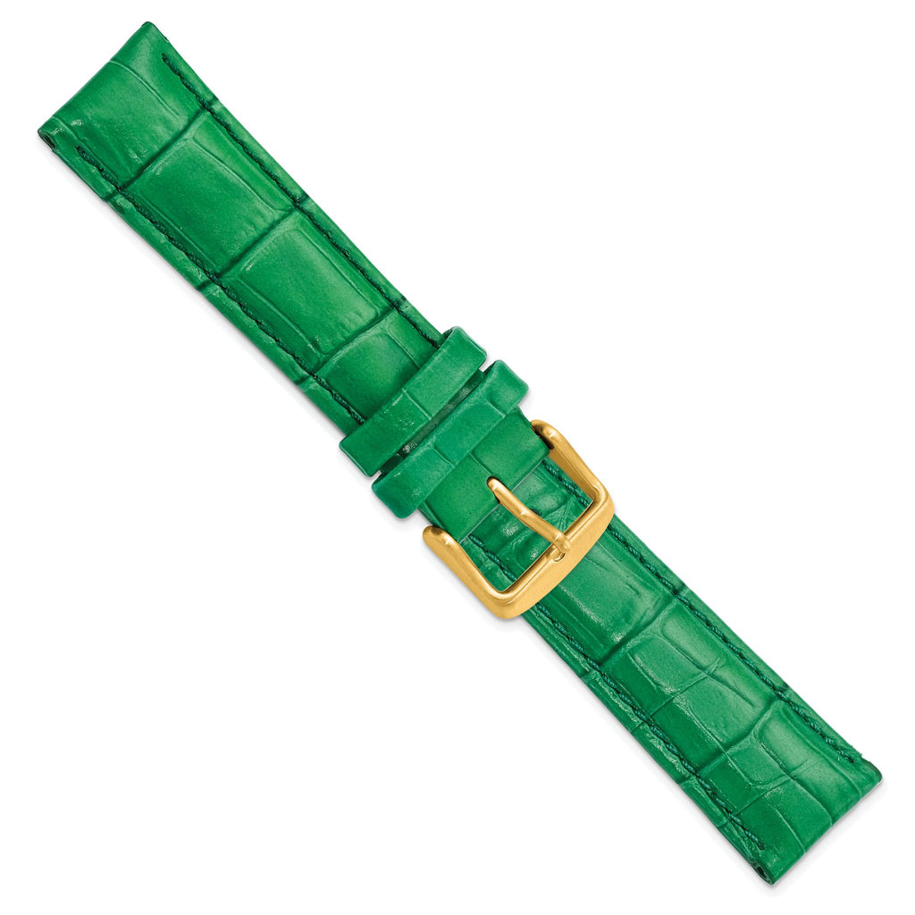 DeBeer Green Crocodile-Grain Watch Band in Leather - Sophia Jewelers