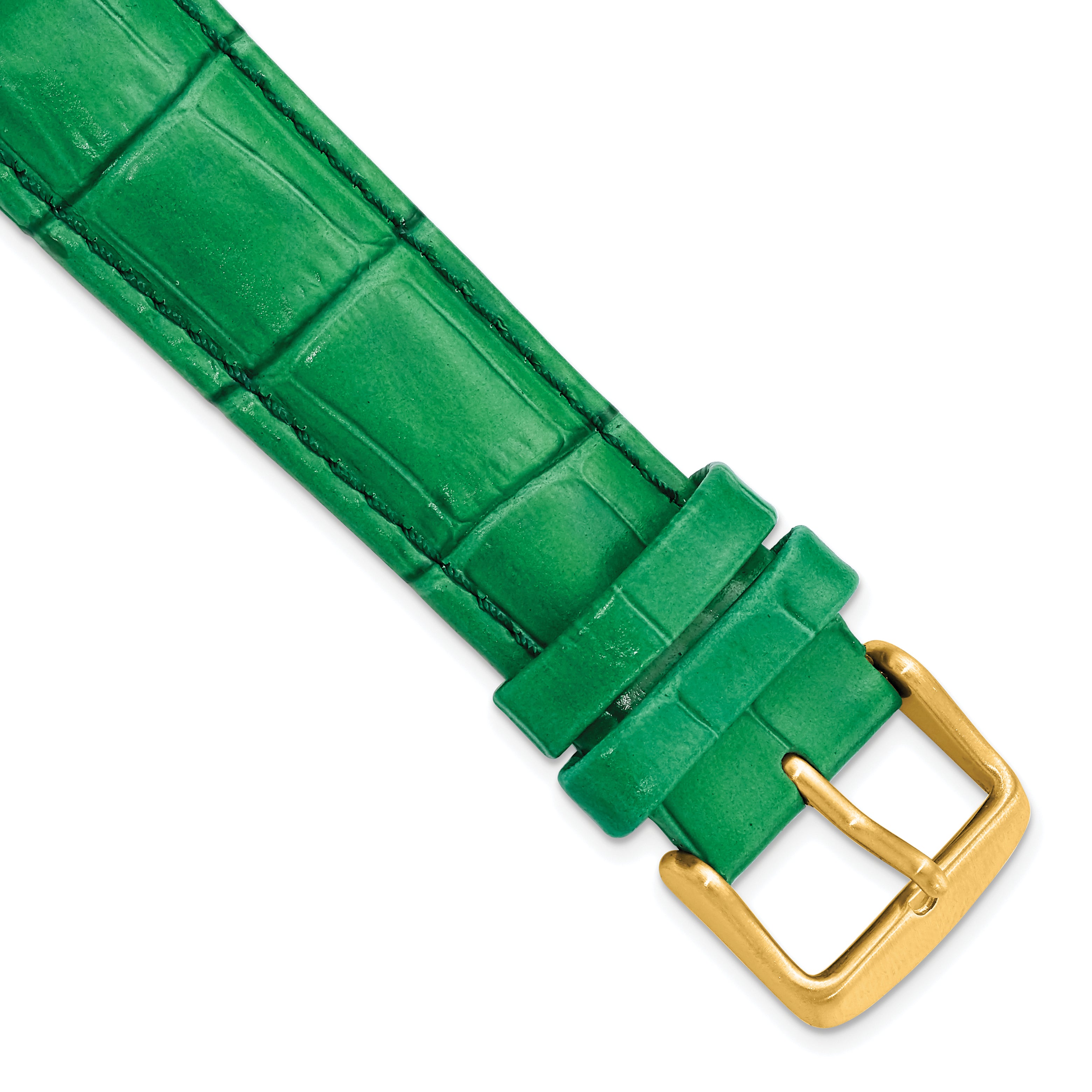 12mm Green Crocodile Grain Chronograph Leather with Gold-tone Buckle 6.75 inch Watch Band