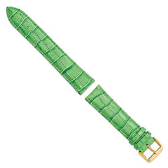 22mm Long Green Crocodile Grain Chronograph Leather with Gold-tone Buckle 8.5 inch Watch Band