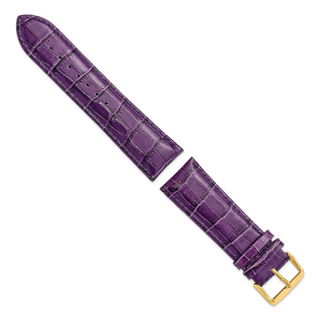 Crocodile-Grain Leather Watch Band with Gold-Tone Buckle 24mm