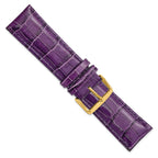 Crocodile-Grain Leather Watch Band with Gold-Tone Buckle 24mm