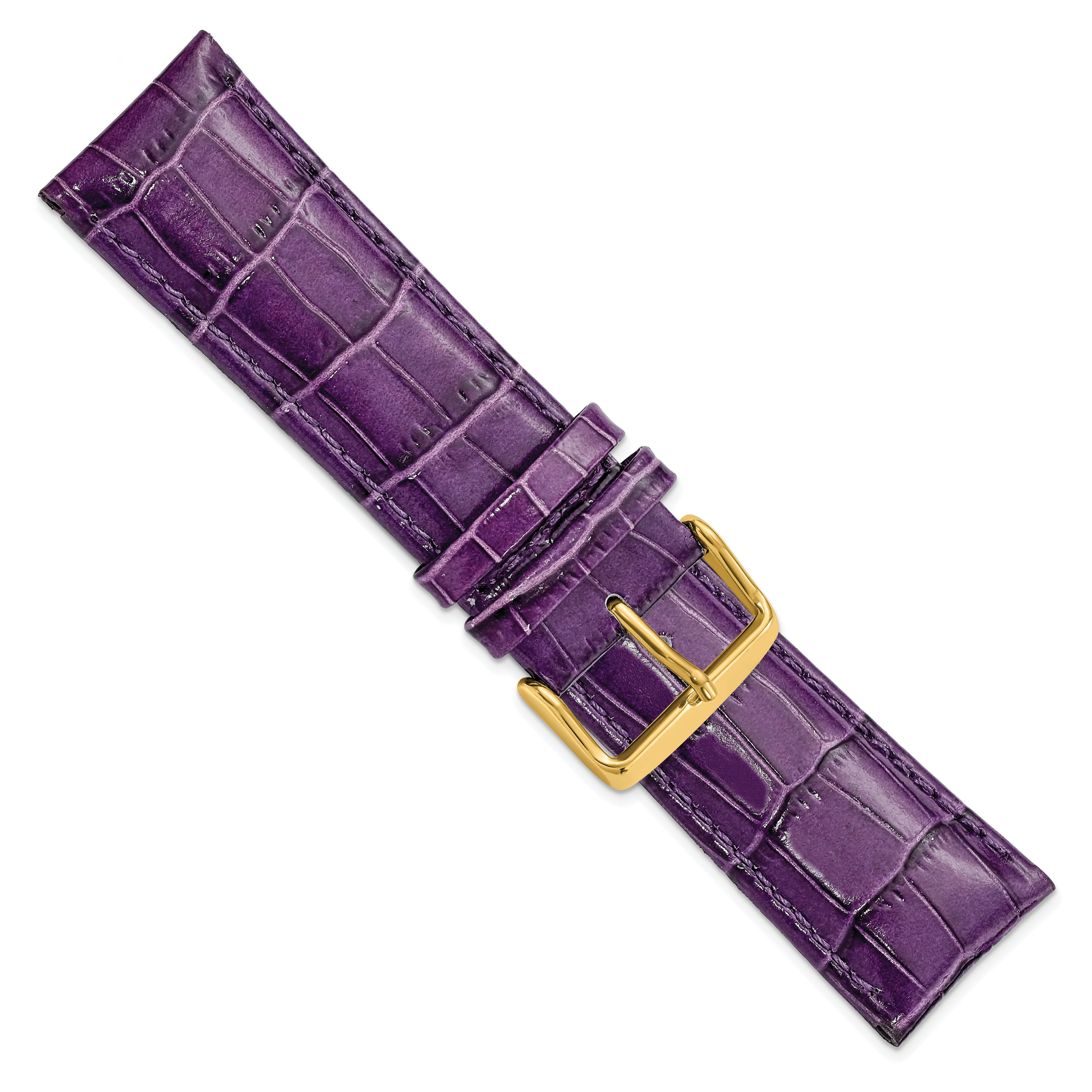 Crocodile-Grain Leather Watch Band with Gold-Tone Buckle 24mm