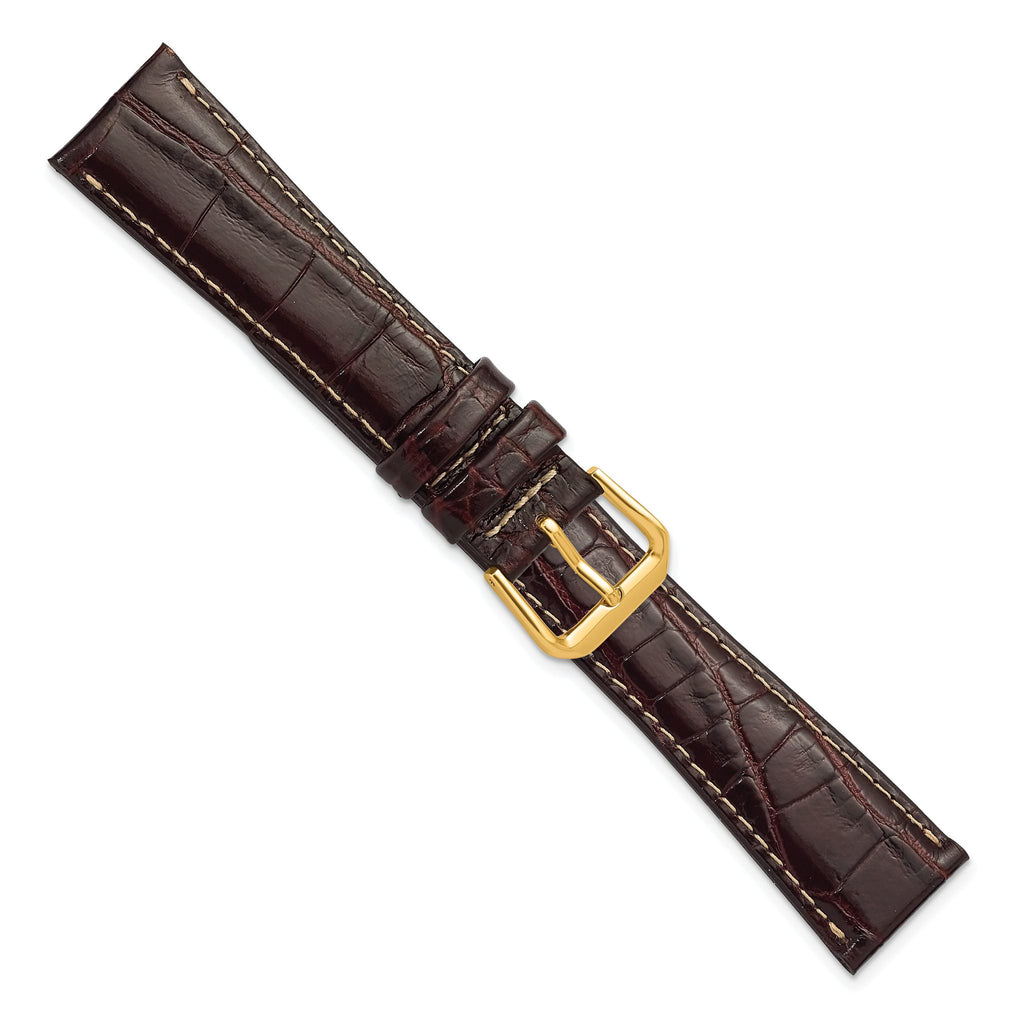 Crocodile-Grain Chronograph Watch Band in Brown Leather, 20mm - Sophia Jewelers