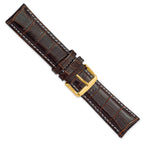 Crocodile-Grain Chronograph Watch Band in Brown Leather, 20mm - Sophia Jewelers