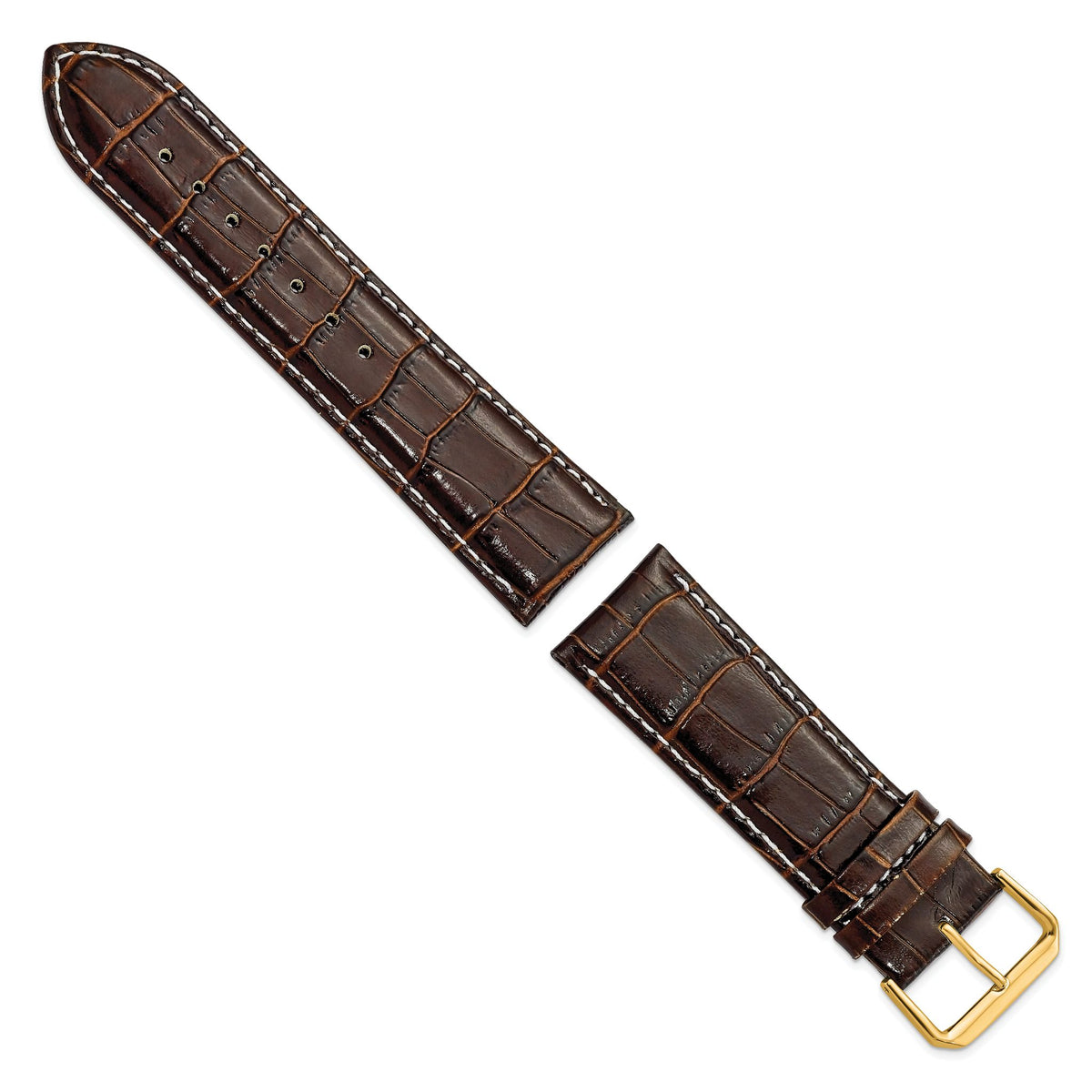 Crocodile-Grain Chronograph Watch Band in Brown Leather, 20mm - Sophia Jewelers