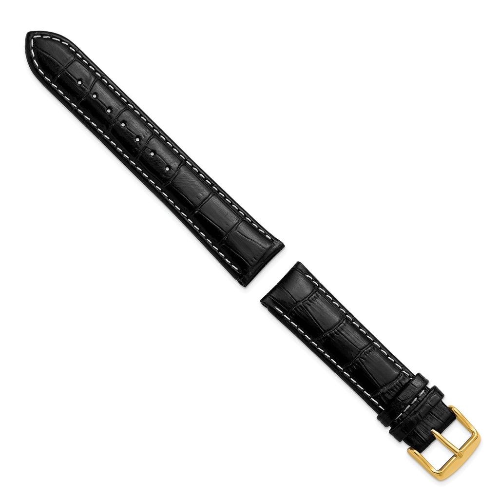 Chronograph White Black Crocodile-Grain Watch Band in Leather - Sophia Jewelers