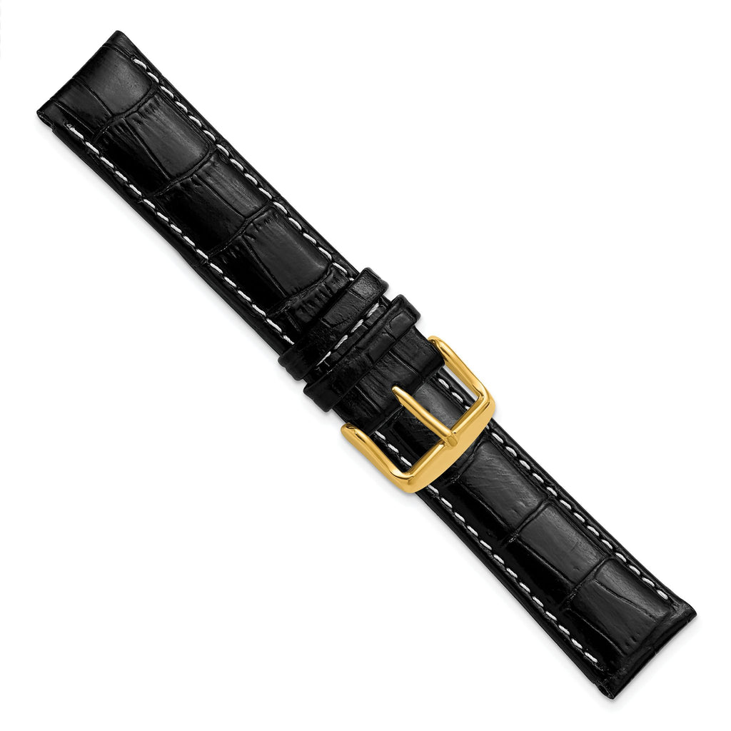 Chronograph White Black Crocodile-Grain Watch Band in Leather - Sophia Jewelers