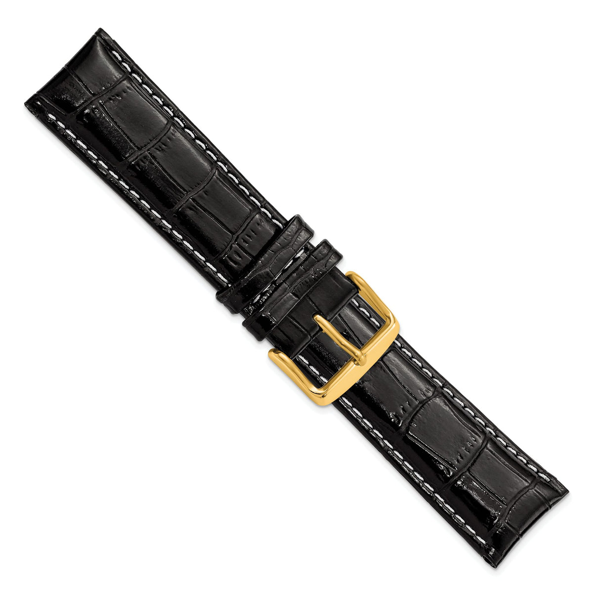 Chronograph White Black Crocodile-Grain Watch Band in Leather - Sophia Jewelers