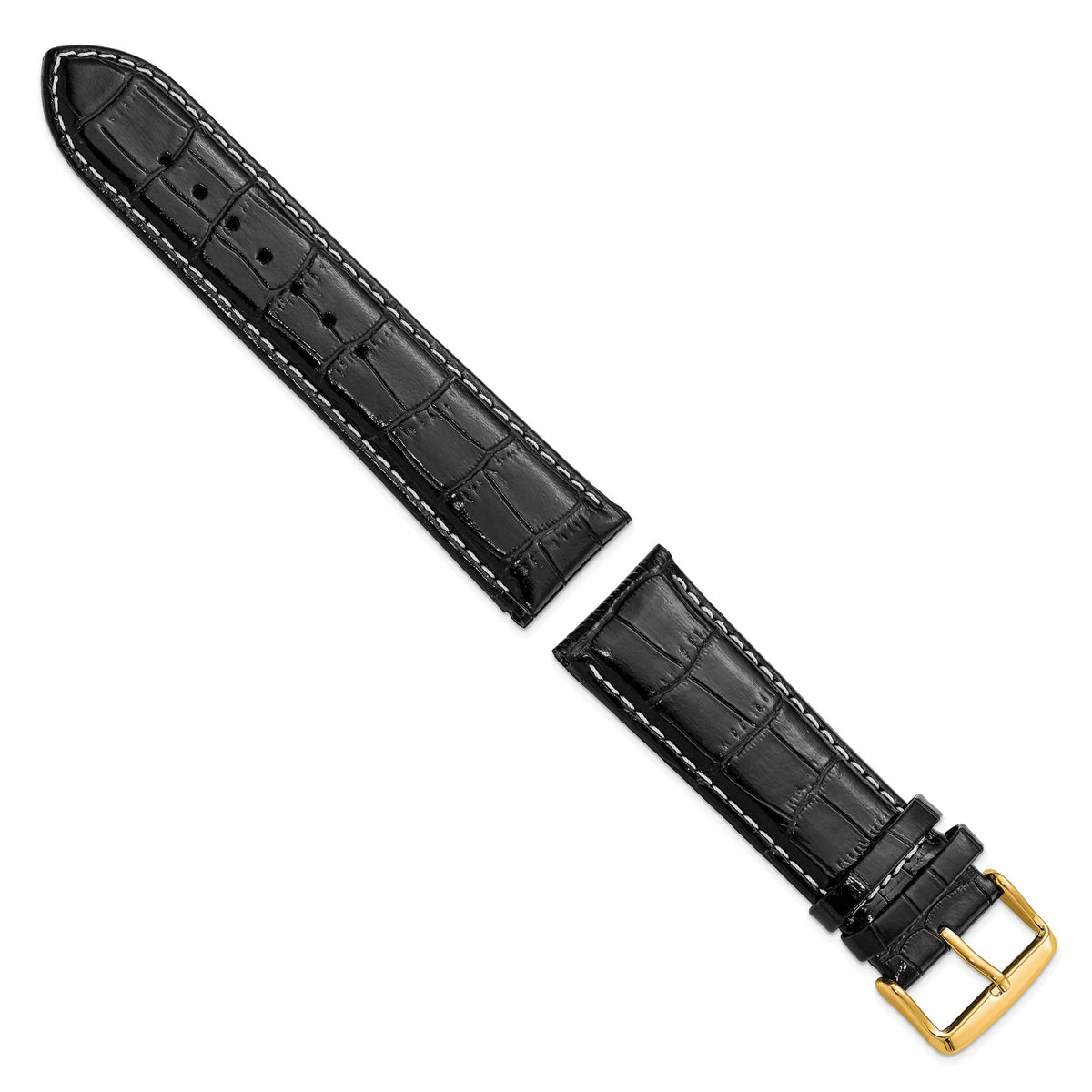 Chronograph White Black Crocodile-Grain Watch Band in Leather - Sophia Jewelers