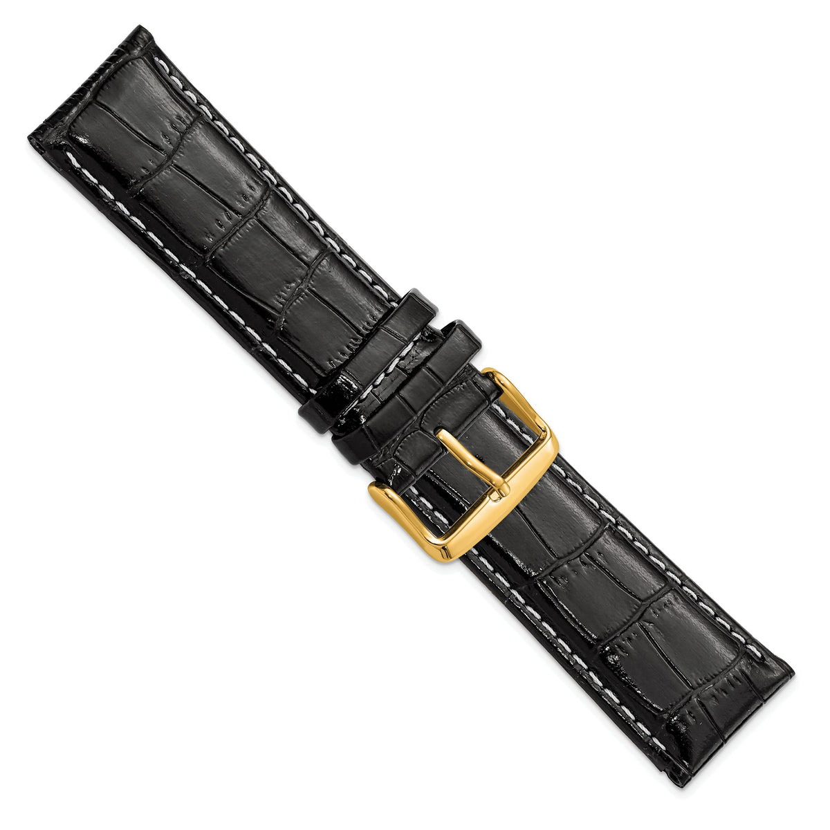 Chronograph White Black Crocodile-Grain Watch Band in Leather - Sophia Jewelers