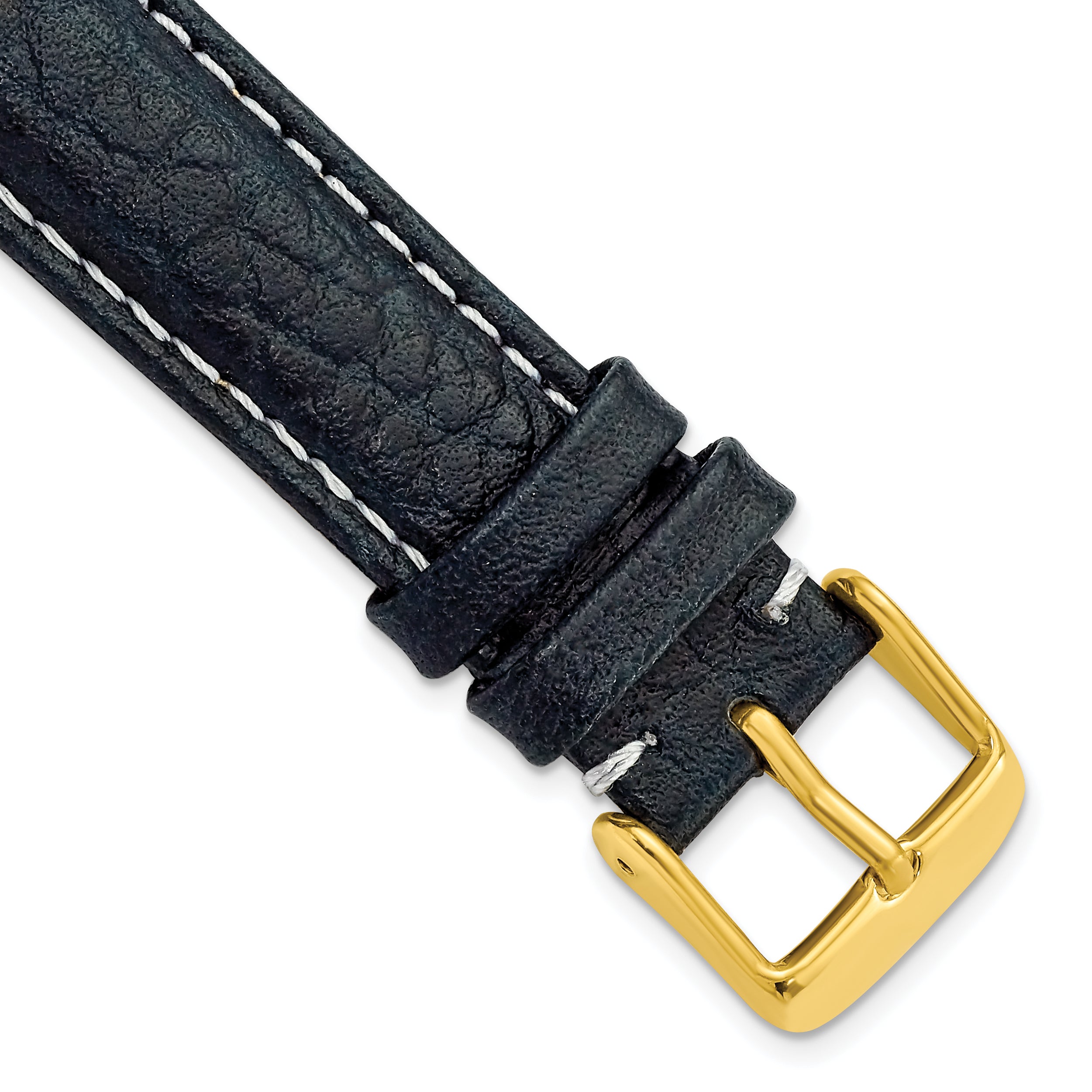 Navy Sport Leather Watch Band in 18mm with Gold-Tone Buckle