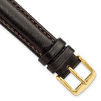 16mm Dark Brown Smooth Leather Chronograph with Gold-tone Buckle 7.5 inch Watch Band