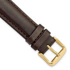 Smooth Leather Watch Band in Dark Brown with Gold-Tone Buckle, 24mm