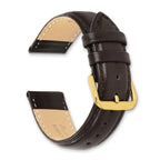 20mm Long Dark Brown Smooth Leather Chronograph with Gold-tone Buckle 8.5 inch Watch Band