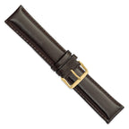 Long Chronograph Smooth Dark Brown Watch Band in Leather - Sophia Jewelers