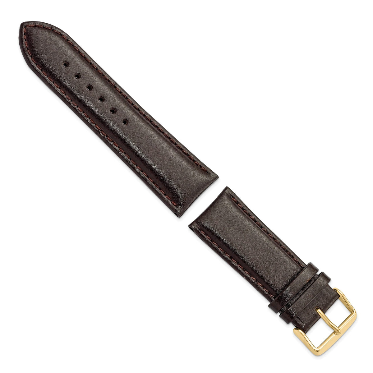 Smooth Leather Chronograph Watch Band in Dark Brown, 24mm - Sophia Jewelers