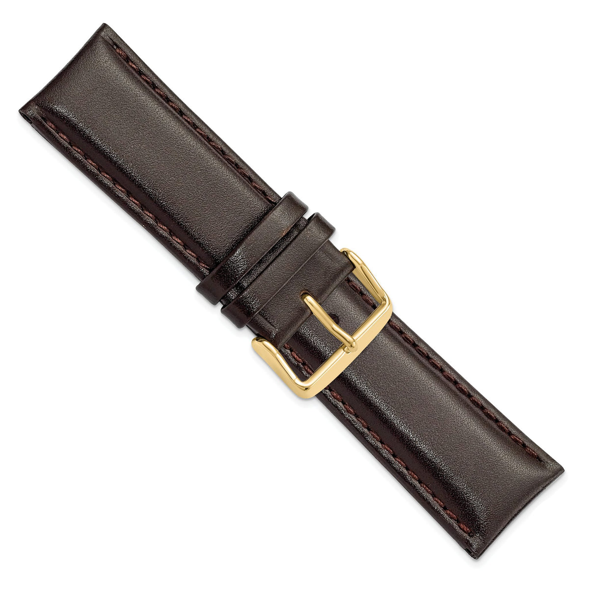 Smooth Leather Chronograph Watch Band in Dark Brown, 24mm - Sophia Jewelers
