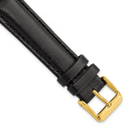 Smooth Leather Watch Band in Black with Gold-Tone Buckle, 19mm