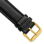 Smooth Leather Watch Band in Black with Gold-Tone Buckle, 19mm