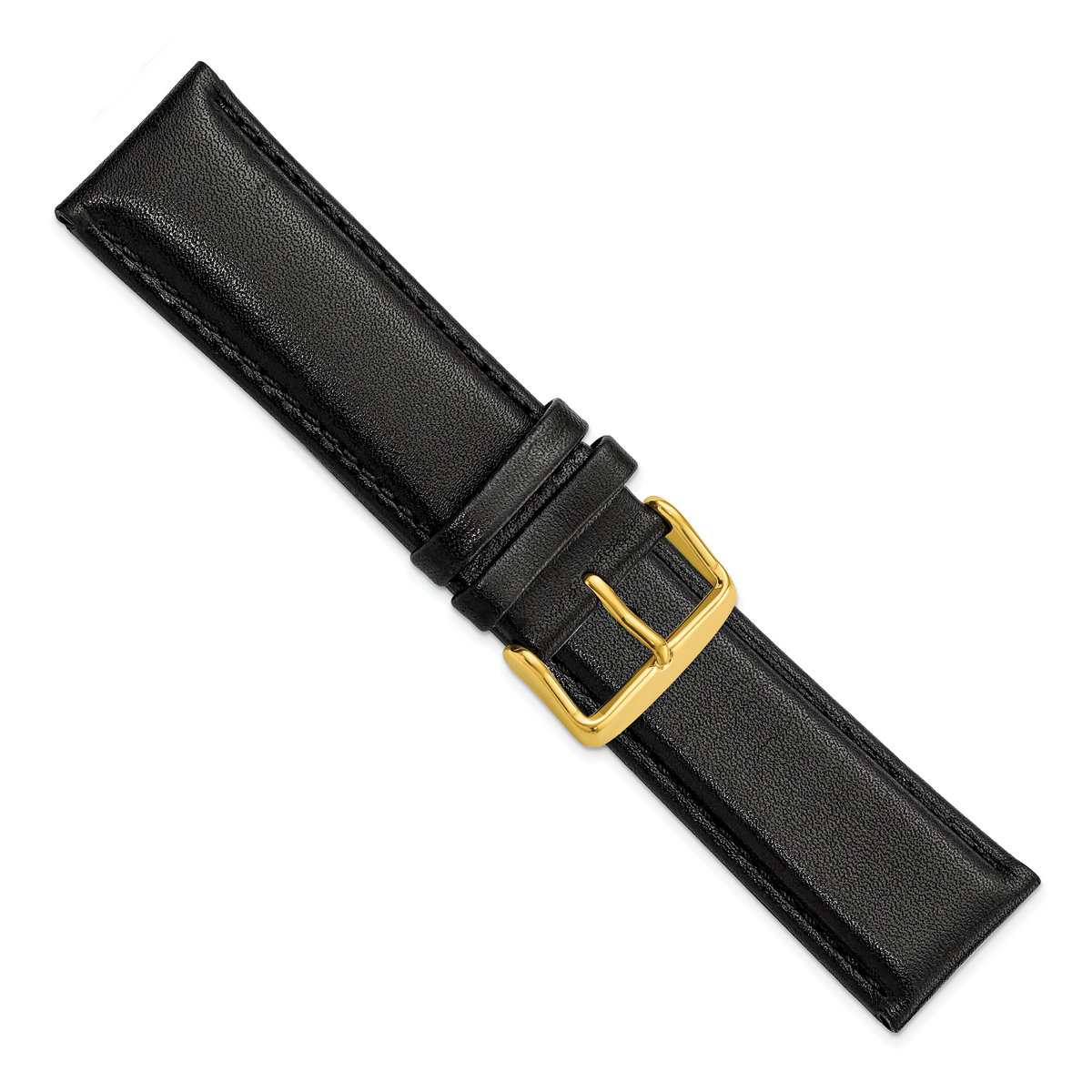 DeBeer 24mm Black Smooth Leather Chronograph with Gold-tone Buckle 7.5 inch Watch Band