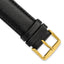 20mm Long Black Smooth Leather Chronograph with Gold-tone Buckle 8.5 inch Watch Band