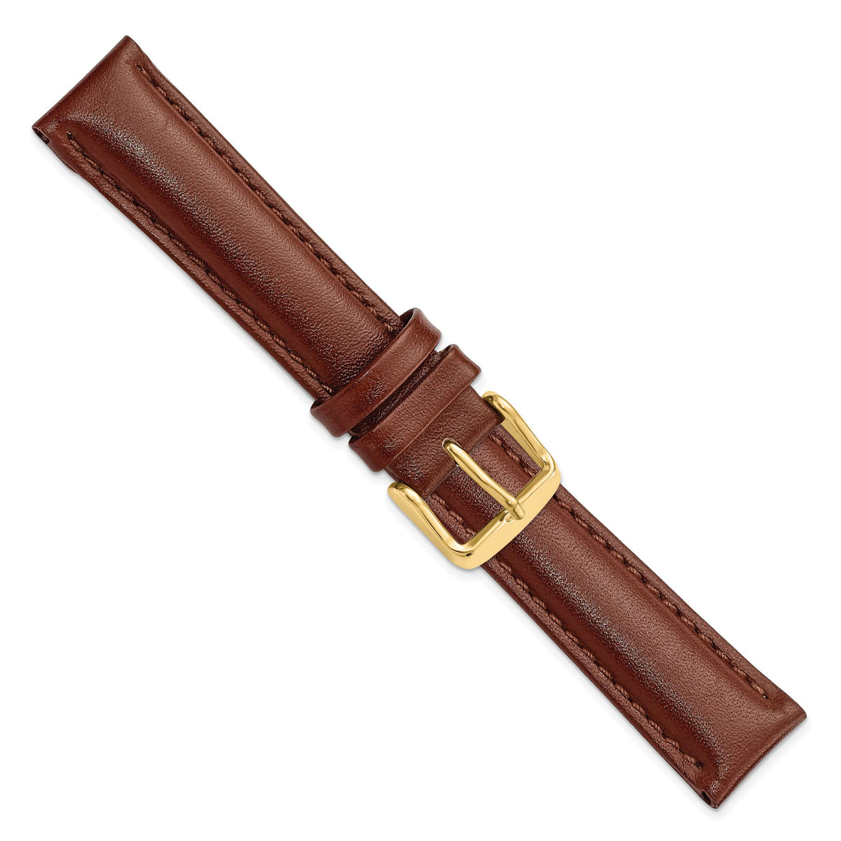 DeBeer 18mm Havana Smooth Leather Chronograph with Gold-tone Buckle 7.5 inch Watch Band