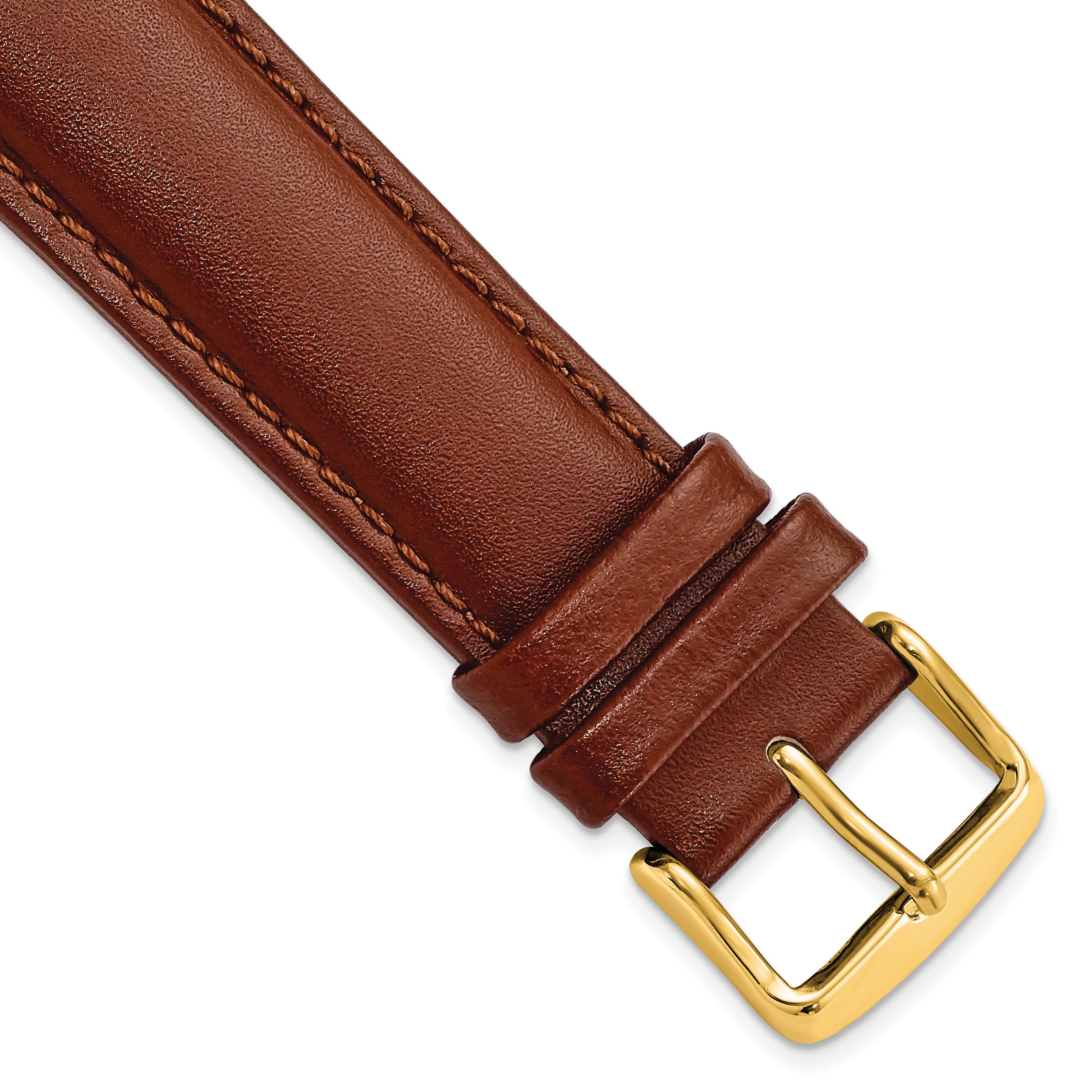 16mm Havana Smooth Leather Chronograph with Gold-tone Buckle 7.5 inch Watch Band