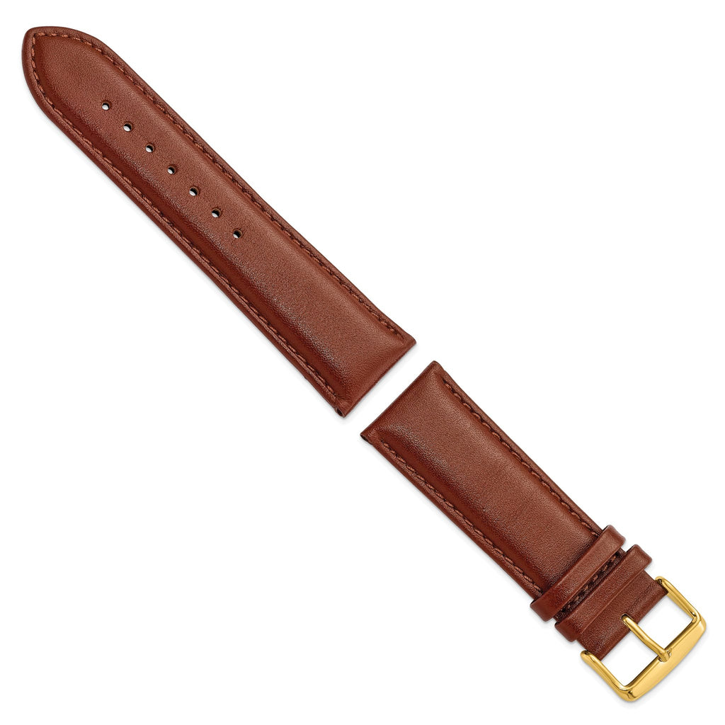 DeBeer 24mm Havana Smooth Leather Chronograph with Gold-tone Buckle 7.5 inch Watch Band