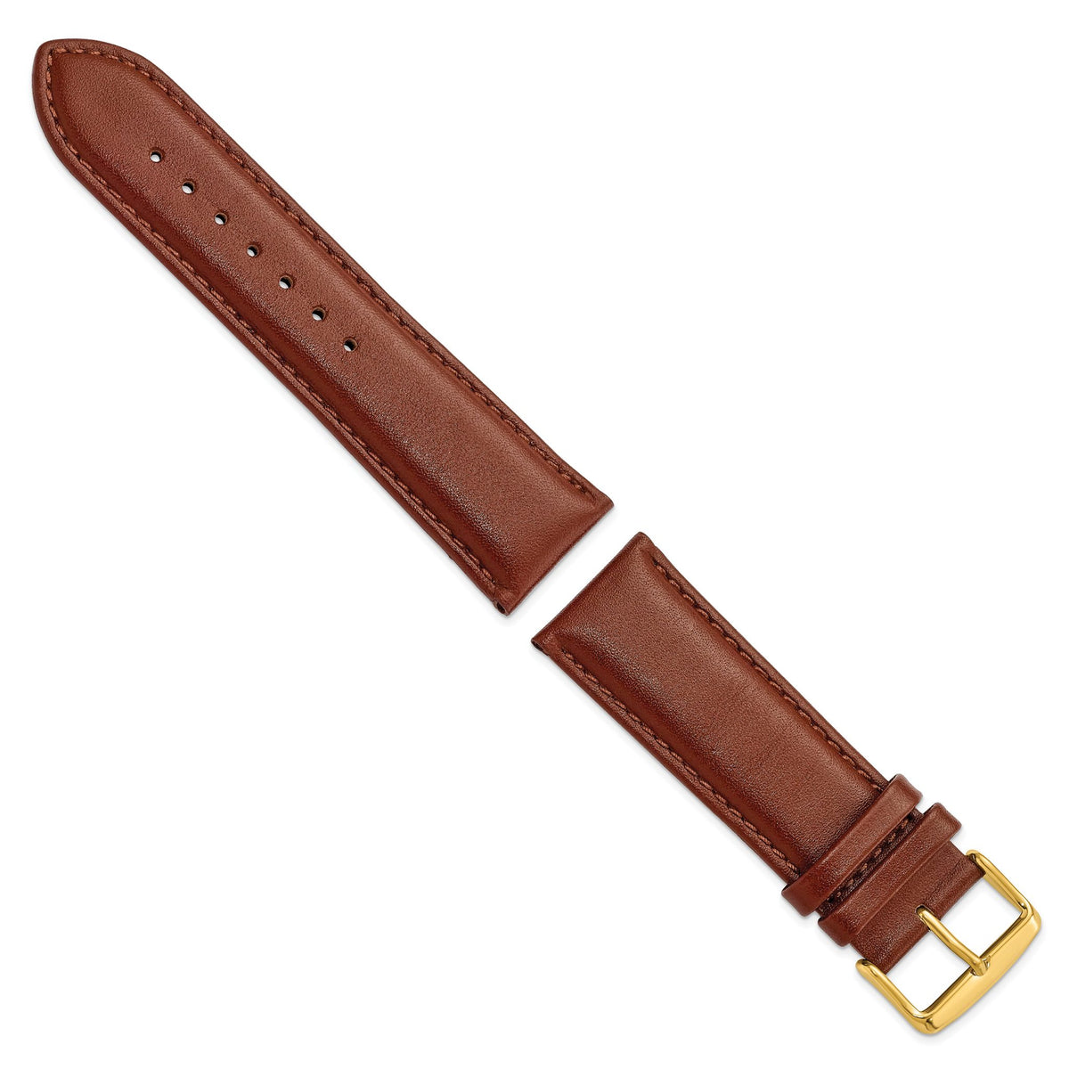 DeBeer 24mm Havana Smooth Leather Chronograph with Gold-tone Buckle 7.5 inch Watch Band