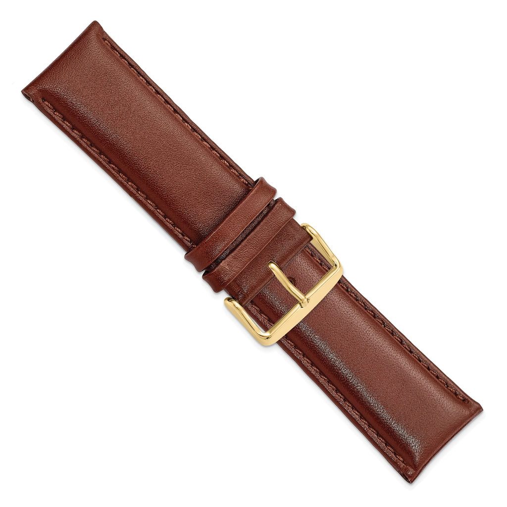 DeBeer 26mm Havana Smooth Leather Chronograph with Gold-tone Buckle 7.5 inch Watch Band