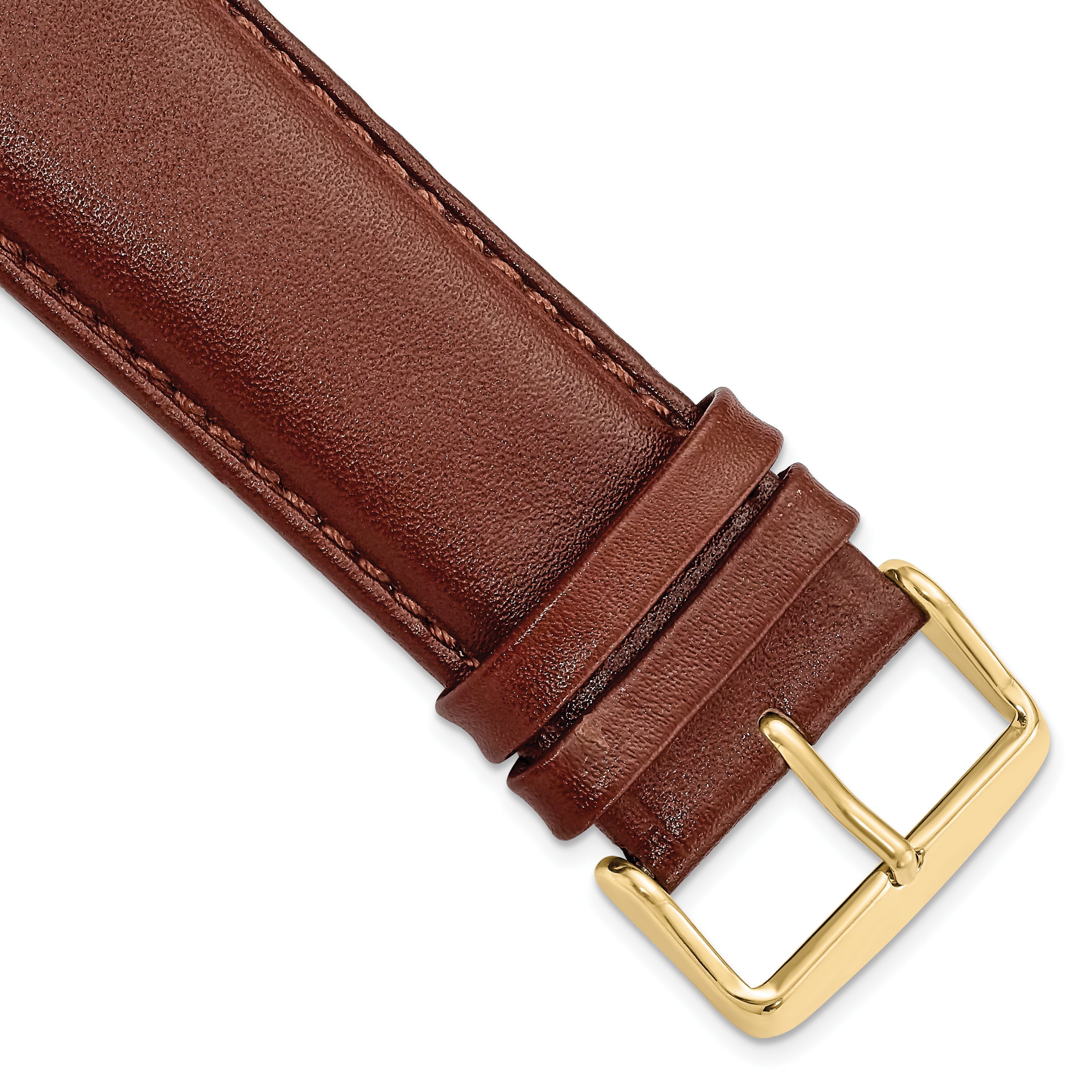 16mm Havana Smooth Leather Chronograph with Gold-tone Buckle 7.5 inch Watch Band