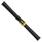10mm Black Oilskin Leather with Gold-tone Aluminum Buckle 6.6 inch Watch Band