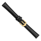 10mm Black Oilskin Leather with Gold-tone Aluminum Buckle 6.6 inch Watch Band - Sophia Jewelers