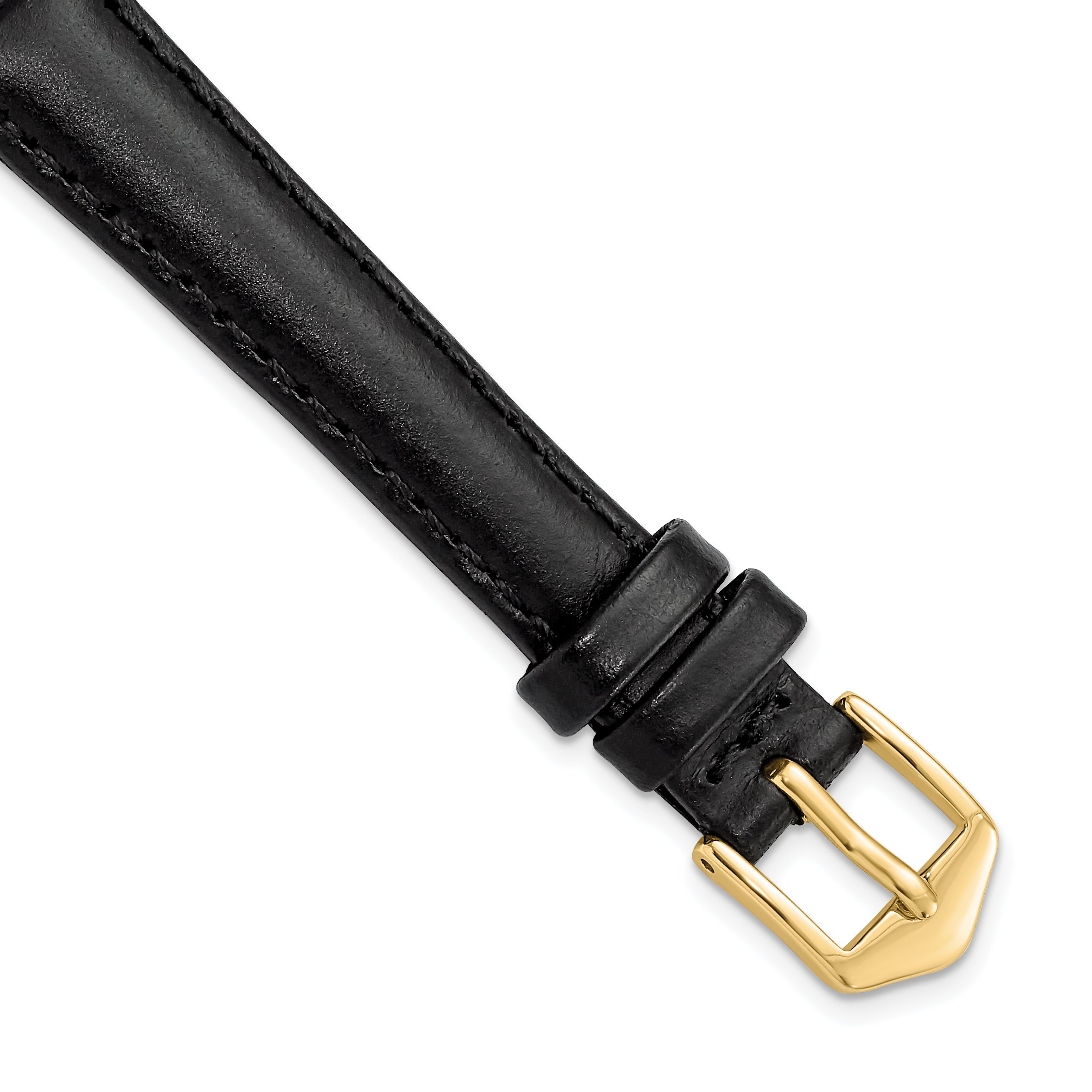 10mm Black Oilskin Leather with Gold-tone Aluminum Buckle 6.6 inch Watch Band