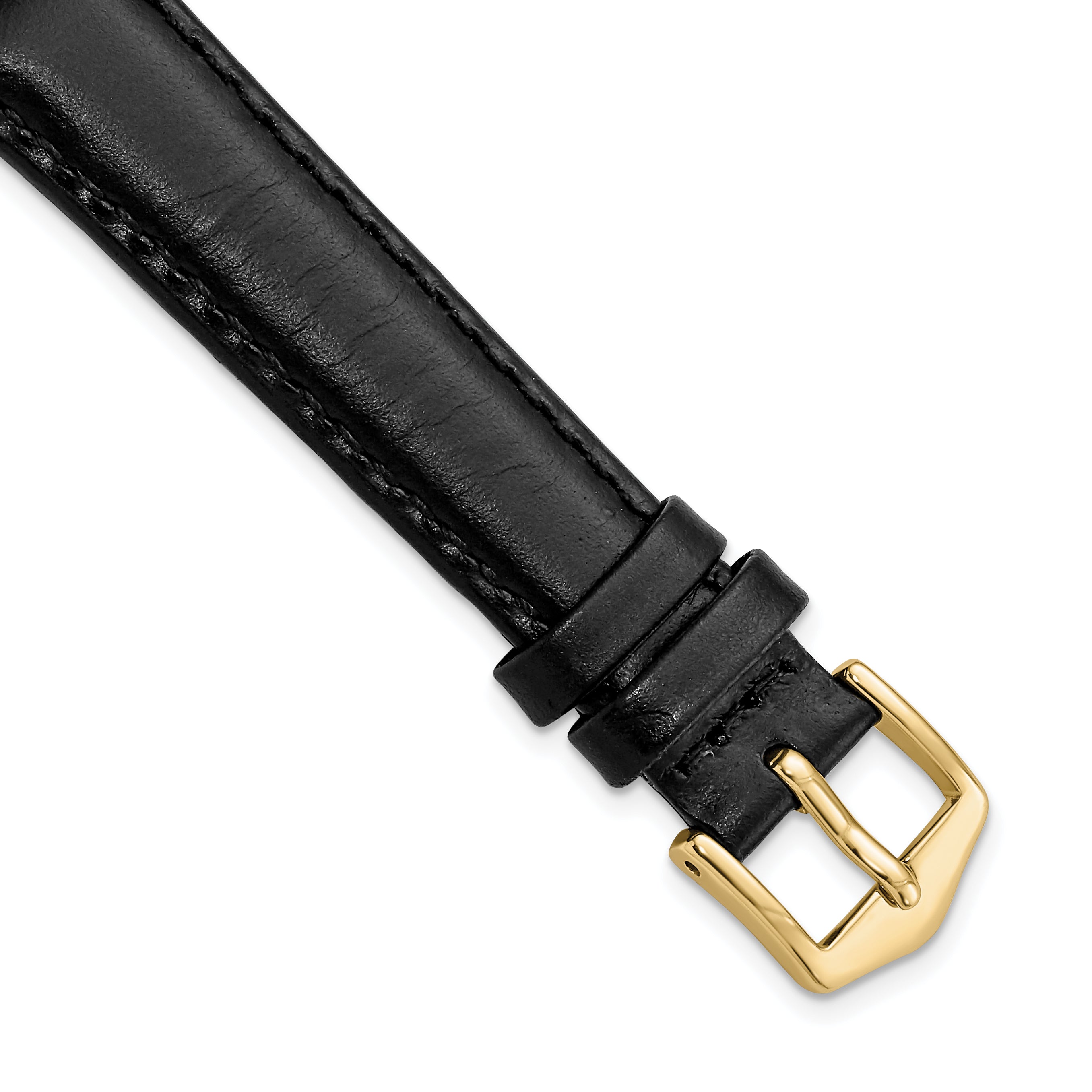 10mm Black Oilskin Leather with Gold-tone Aluminum Buckle 6.6 inch Watch Band