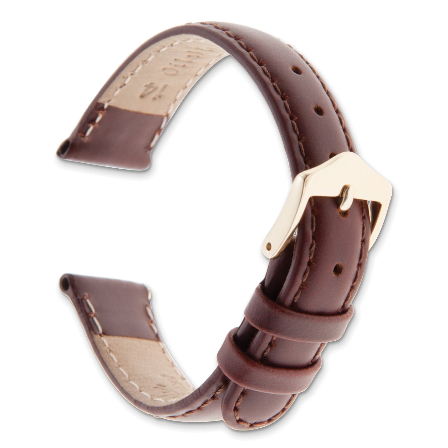 10mm Brown Oilskin Leather with Gold-tone Aluminum Buckle 6.6 inch Watch Band